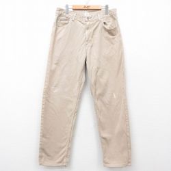 W34★古着 カルバンクライン Calvin Klein ブランド ジーンズ メンズ 00年代 00s コットン ベージュ カーキ デニム 25apr11 中古 ボトムス ジーパン Gパン ロング パンツ