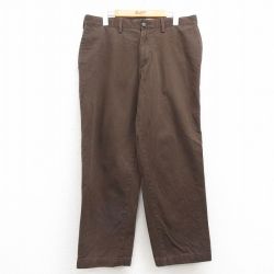 【20%OFF】W35★古着 ランズエンド パンツ メンズ コットン 茶 ブラウン 25apr11 中古 ボトムス ロング