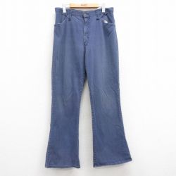 W34★古着 シアーズ ジーンズ メンズ 70年代 70s フレア 紺 ネイビー 25apr12 中古 ボトムス ジーパン Gパン ロング パンツ