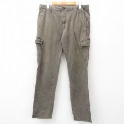 W33★古着 ギャップ GAP カーゴ パンツ メンズ 00年代 00s ヘリンボーン コットン 緑系 グリーン 25apr12 中古 ボトムス ロング
