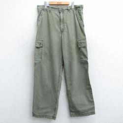 W36★古着 オールドネイビー OLD NAVY カーゴ パンツ メンズ ダック地 コットン 濃緑 グリーン 25apr12 中古 ボトムス ロング
