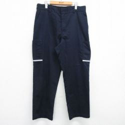 W35★古着 ワーク パンツ メンズ FedEx リフレクター 紺 ネイビー 25apr12 中古 ボトムス ロング
