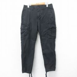 W32★古着 アメリカンイーグル American Eagle カーゴ パンツ メンズ 黒 ブラック 25apr12 中古 ボトムス ロング