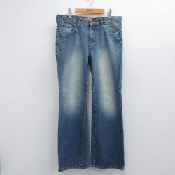 W34★古着 オールドネイビー OLD NAVY ジーンズ メンズ ブーツカット フレア コットン 紺 ネイビー デニム 25apr14 中古 ボトムス ジーパン Gパン ロング パンツ