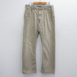 W33★古着 トミーヒルフィガー TOMMY HILFIGER ブランド ジーンズ メンズ コットン ベージュ カーキ 25apr14 中古 ボトムス ジーパン Gパン ロング パンツ