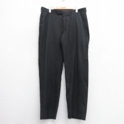 W36★古着 ペリーエリス スラックス パンツ メンズ 黒他 ブラック ストライプ 25apr14 中古 ボトムス ロング