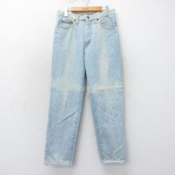 W32★古着 ゲス GUESS ジーンズ メンズ 90年代 90s コットン USA製 薄紺 ネイビー デニム 25apr14 中古 ボトムス ジーパン Gパン ロング パンツ