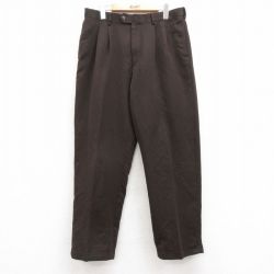 【20%OFF】W35★古着 スラックス パンツ メンズ こげ茶 ブラウン 25apr15 中古 ボトムス ロング