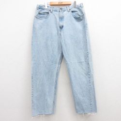 W35★古着 ジーンズ メンズ 90年代 90s コットン USA製 紺 ネイビー デニム 25apr15 中古 ボトムス ジーパン Gパン ロング パンツ