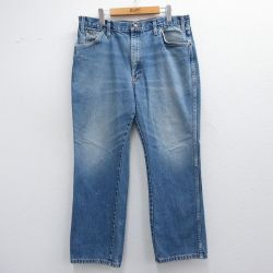 W35★古着 ディッキーズ Dickies ジーンズ メンズ 90年代 90s ヒゲ 紺 ネイビー デニム 【spe】 25apr15 中古 ボトムス ジーパン Gパン ロング パンツ