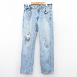 W32★古着 リーバイス Levis 514 ジーンズ メンズ 薄紺 ネイビー デニム 25apr15 中古 ボトムス ジーパン Gパン ロング パンツ