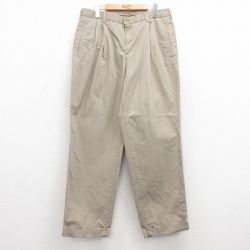 W34★古着 チノ パンツ チノパン メンズ コットン ベージュ カーキ 25apr16 中古 ボトムス ロング