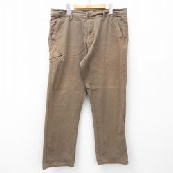 W38★古着 パンツ メンズ ダック地 濃ベージュ カーキ 25apr16 中古 ボトムス ロング