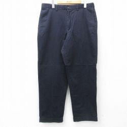 W34★古着 ランズエンド パンツ メンズ コットン 濃紺 ネイビー 25apr16 中古 ボトムス ロング