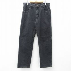 W32★古着 ラスラー ジーンズ メンズ コットン 黒 ブラック デニム 25apr16 中古 ボトムス ジーパン Gパン ロング パンツ