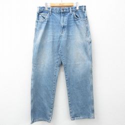 W33★古着 ディッキーズ Dickies ペインター パンツ メンズ ヒゲ コットン 紺 ネイビー デニム 【spe】 25apr16 中古 ボトムス ロング