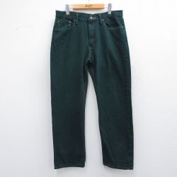 W33★古着 ラングラー Wrangler ジーンズ メンズ コットン 緑 グリーン デニム 25apr17 中古 ボトムス ジーパン Gパン ロング パンツ