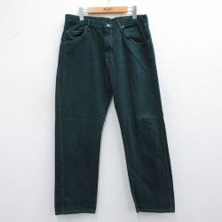 【20%OFF】W33★古着 ラングラー Wrangler ジーンズ メンズ コットン 緑 グリーン デニム 【spe】 25apr17 中古 ボトムス ジーパン Gパン ロング パンツ