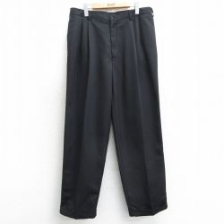 W36★古着 スラックス パンツ メンズ 黒 ブラック 25apr17 中古 ボトムス ロング