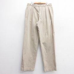 W33★古着 ラルフローレン Ralph Lauren ブランド チノ パンツ チノパン メンズ コットン ベージュ カーキ 【spe】 25apr18 中古 ボトムス ロング