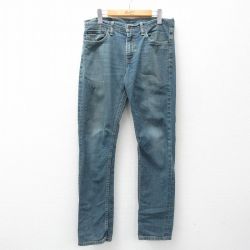 W33★古着 リーバイス Levis 511 ジーンズ メンズ ヒゲ 紺 ネイビー デニム 25apr18 中古 ボトムス ジーパン Gパン ロング パンツ