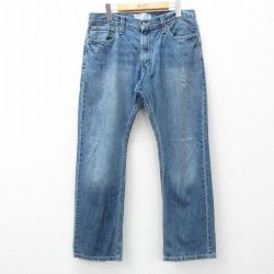 【50%OFF】W35★古着 リーバイス Levis 514 ジーンズ メンズ ヒゲ 紺 ネイビー デニム 25apr18 中古 ボトムス ジーパン Gパン ロング パンツ