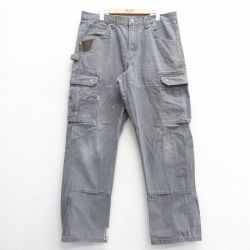 【50%OFF】W38★古着 ラングラー Wrangler ペインター パンツ メンズ リップストップ コットン グレー 25apr18 中古 ボトムス ロング