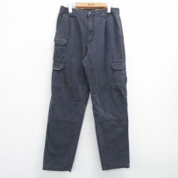 W32★古着 カーゴ パンツ メンズ ダック地 ダブルニー コットン グレー 25apr18 中古 ボトムス ロング