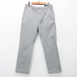 W31★古着 ラルフローレン Ralph Lauren ブランド パンツ メンズ ワンポイントロゴ コットン 薄グレー 25apr21 中古 ボトムス ロング