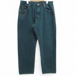 W36★古着 ラングラー Wrangler ジーンズ メンズ コットン 緑 グリーン デニム 25apr19 中古 ボトムス ジーパン Gパン ロング パンツ