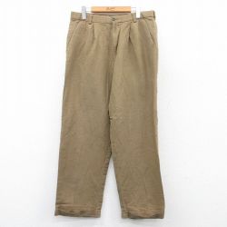 W33★古着 ドッカーズ パンツ メンズ 00年代 00s リネン 濃ベージュ カーキ 25apr19 中古 ボトムス ロング