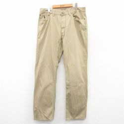 W36★古着 ラルフローレン Ralph Lauren ブランド パンツ メンズ ワンポイントロゴ コットン ベージュ カーキ 25apr19 中古 ボトムス ロング