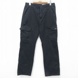 W32★古着 ラングラー Wrangler カーゴ パンツ メンズ 黒 ブラック 25apr21 中古 ボトムス ロング