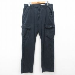 W34★古着 ラングラー Wrangler カーゴ パンツ メンズ 黒 ブラック 25apr21 中古 ボトムス ロング