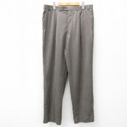 【50%OFF】W37★古着 ダナキャラン DKNY スラックス パンツ メンズ 00年代 00s ウール カナダ製 ベージュ系 カーキ 25apr21 中古 ボトムス ロング
