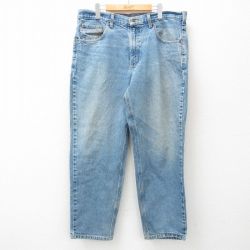 W37★古着 カーハート Carhartt ジーンズ メンズ ヒゲ コットン 紺 ネイビー デニム 25apr21 中古 ボトムス ジーパン Gパン ロング パンツ