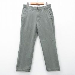 【50%OFF】W32★古着 ドッカーズ パンツ メンズ ワンポイントロゴ 濃緑系 グリーン 25apr23 中古 ボトムス ロング
