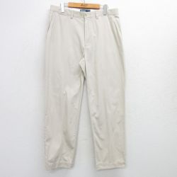 W34★古着 ラルフローレン Ralph Lauren ブランド チノ パンツ チノパン メンズ 90年代 90s ワンポイントロゴ コットン 薄ベージュ カーキ 25apr23 中古 ボトムス ロング