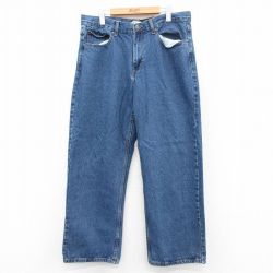 W35★古着 ジーンズ メンズ コットン 紺 ネイビー デニム 25apr24 中古 ボトムス ジーパン Gパン ロング パンツ