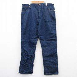 W40★古着 ラングラー Wrangler ジーンズ メンズ 大きいサイズ コットン 濃紺 ネイビー デニム 25apr24 中古 ボトムス ジーパン Gパン ロング パンツ