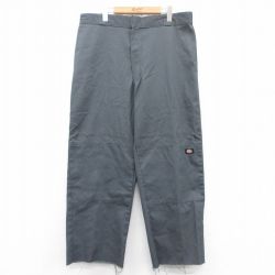 W38★古着 ディッキーズ Dickies ワーク パンツ メンズ ダブルニー グレー 25apr24 中古 ボトムス ロング