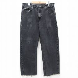 【50%OFF】W35★古着 ラングラー Wrangler ジーンズ メンズ コットン 黒 ブラック 25apr26 中古 ボトムス ジーパン Gパン ロング パンツ