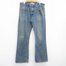 W35★古着 リーバイス Levis 527 ジーンズ メンズ ヒゲ ブーツカット フレア コットン 紺 ネイビー デニム 25apr28 中古 ボトムス ジーパン Gパン ロング パンツ