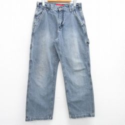 W31★古着 ユニオンベイ ペインター パンツ メンズ コットン 紺 ネイビー デニム 25apr28 中古 ボトムス ロング
