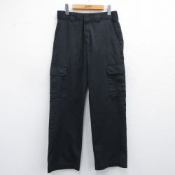 W32★古着 ディッキーズ Dickies ワーク カーゴ パンツ メンズ 黒 ブラック 25apr28 中古 ボトムス ロング