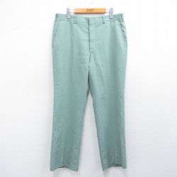 W34★古着 スラックス パンツ メンズ 80年代 80s 薄緑 グリーン 25apr30 中古 ボトムス ロング