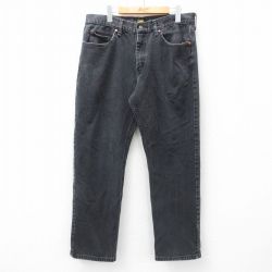 W36★古着 リー Lee ジーンズ メンズ コットン 黒 ブラック デニム 25may01 中古 ボトムス ジーパン Gパン ロング パンツ