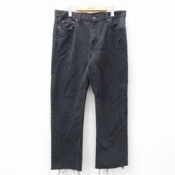 W36★古着 ジーンズ メンズ コットン 黒 ブラック デニム 25may01 中古 ボトムス ジーパン Gパン ロング パンツ