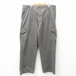 W40★古着 ラングラー Wrangler カーゴ パンツ メンズ 大きいサイズ コットン グレー系 25may01 中古 ボトムス ロング