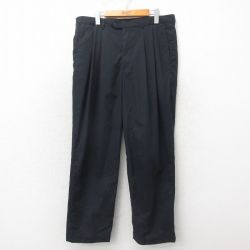 W36★古着 スラックス パンツ メンズ 黒 ブラック 25may02 中古 ボトムス ロング